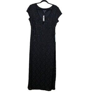 NEW Connected Apparel Floral Lace Sequined Whimsigoth Dress Sz 14 Elegant Gothic